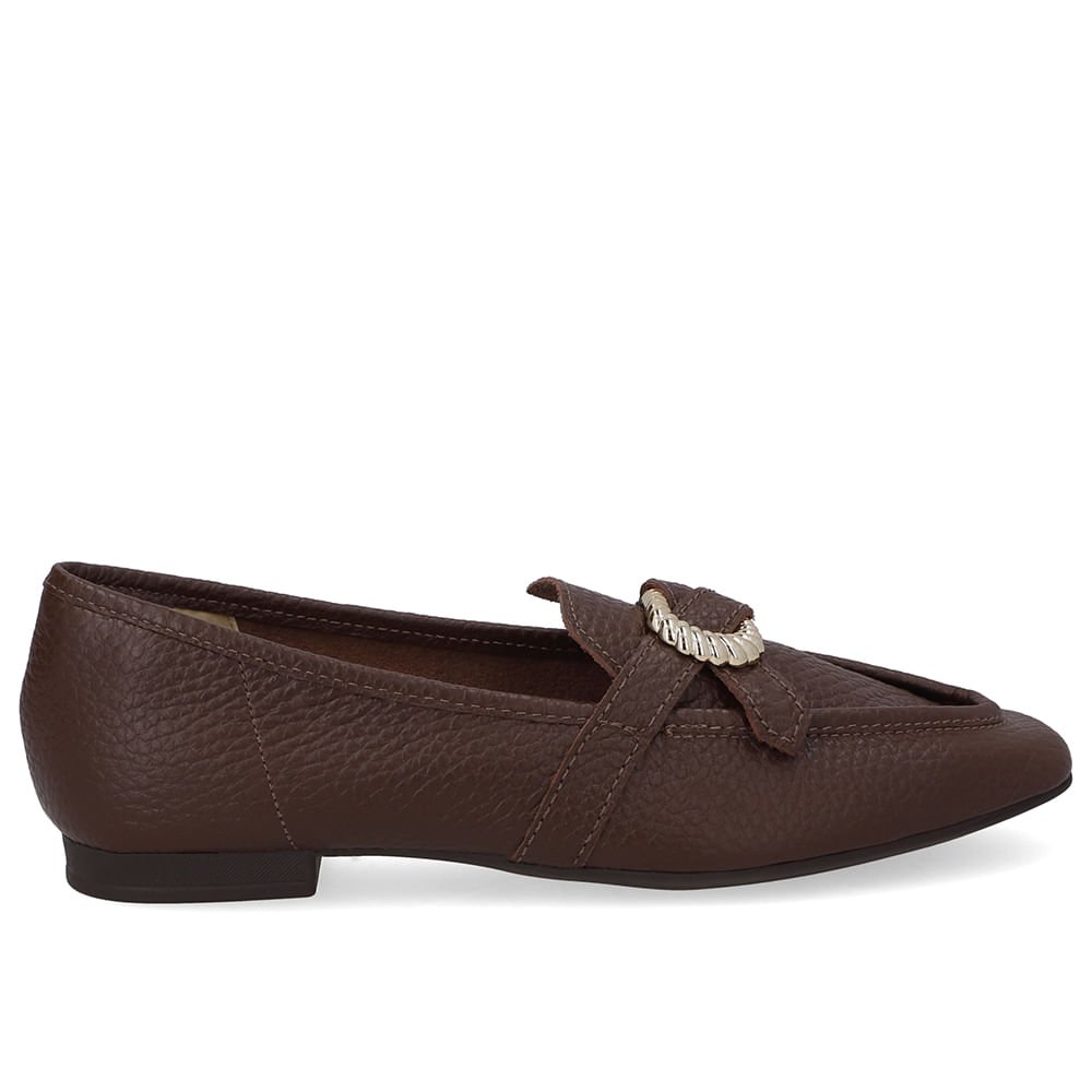 Loafer Couro Marrom Pinhão Enfeite