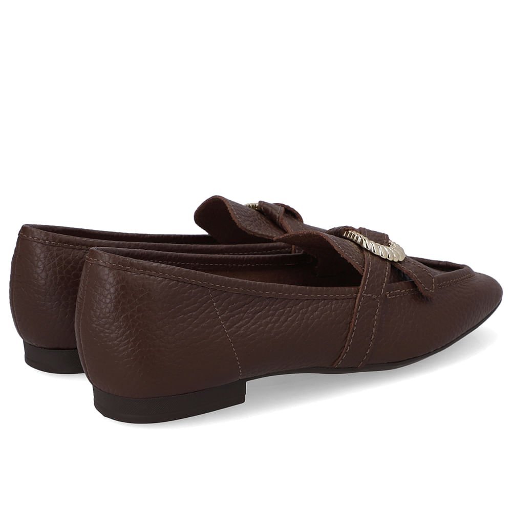 Loafer Couro Marrom Pinhão Enfeite Marrom 3