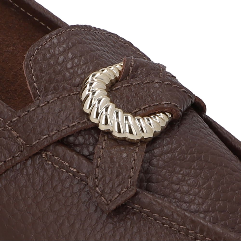 Loafer Couro Marrom Pinhão Enfeite Marrom 4