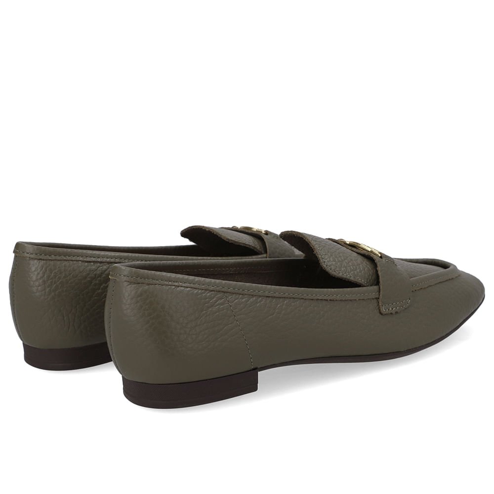 Loafer Couro Verde Enfeite Monograma Verde 3