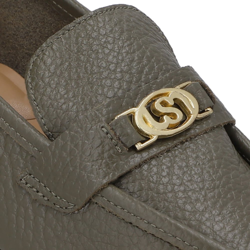 Loafer Couro Verde Enfeite Monograma Verde 4