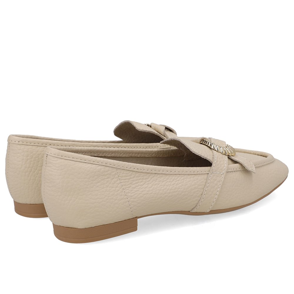 Loafer Couro Bege Enfeite Bege 3