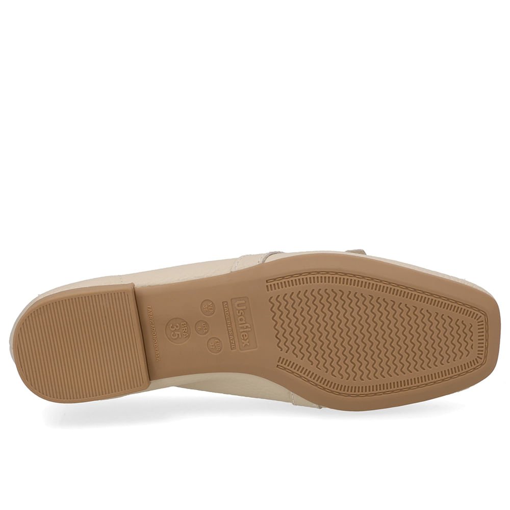 Loafer Couro Bege Enfeite Bege 5