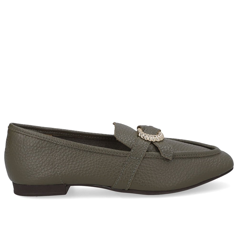 Loafer Couro Verde Enfeite
