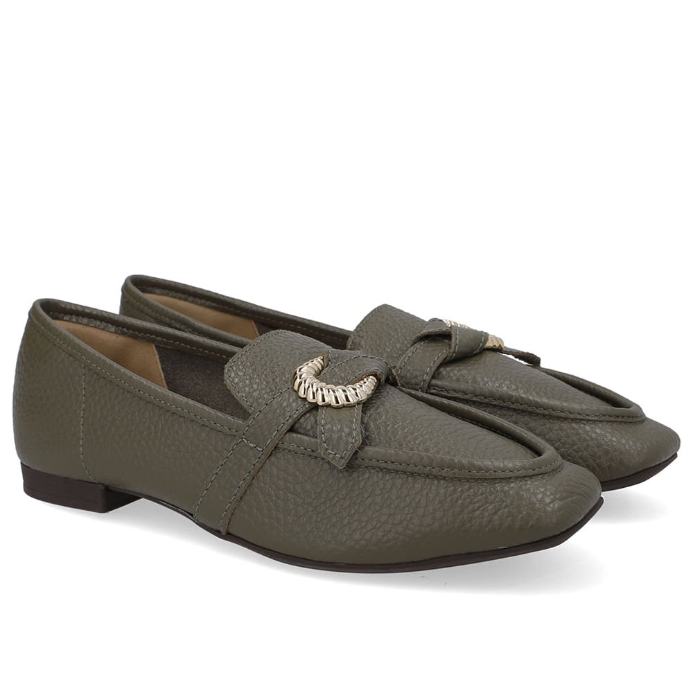 Loafer Couro Verde Enfeite Verde 2