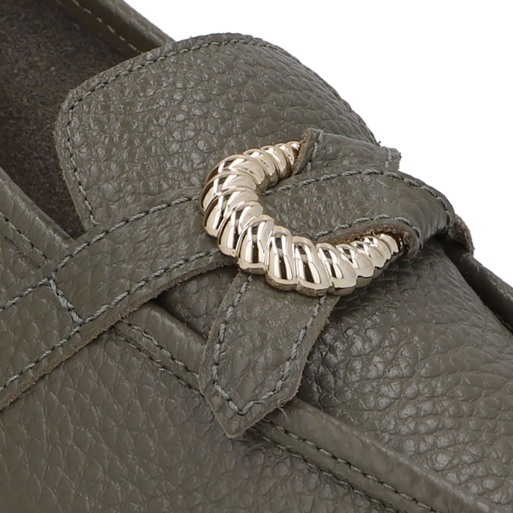 Loafer Couro Verde Enfeite Verde 4