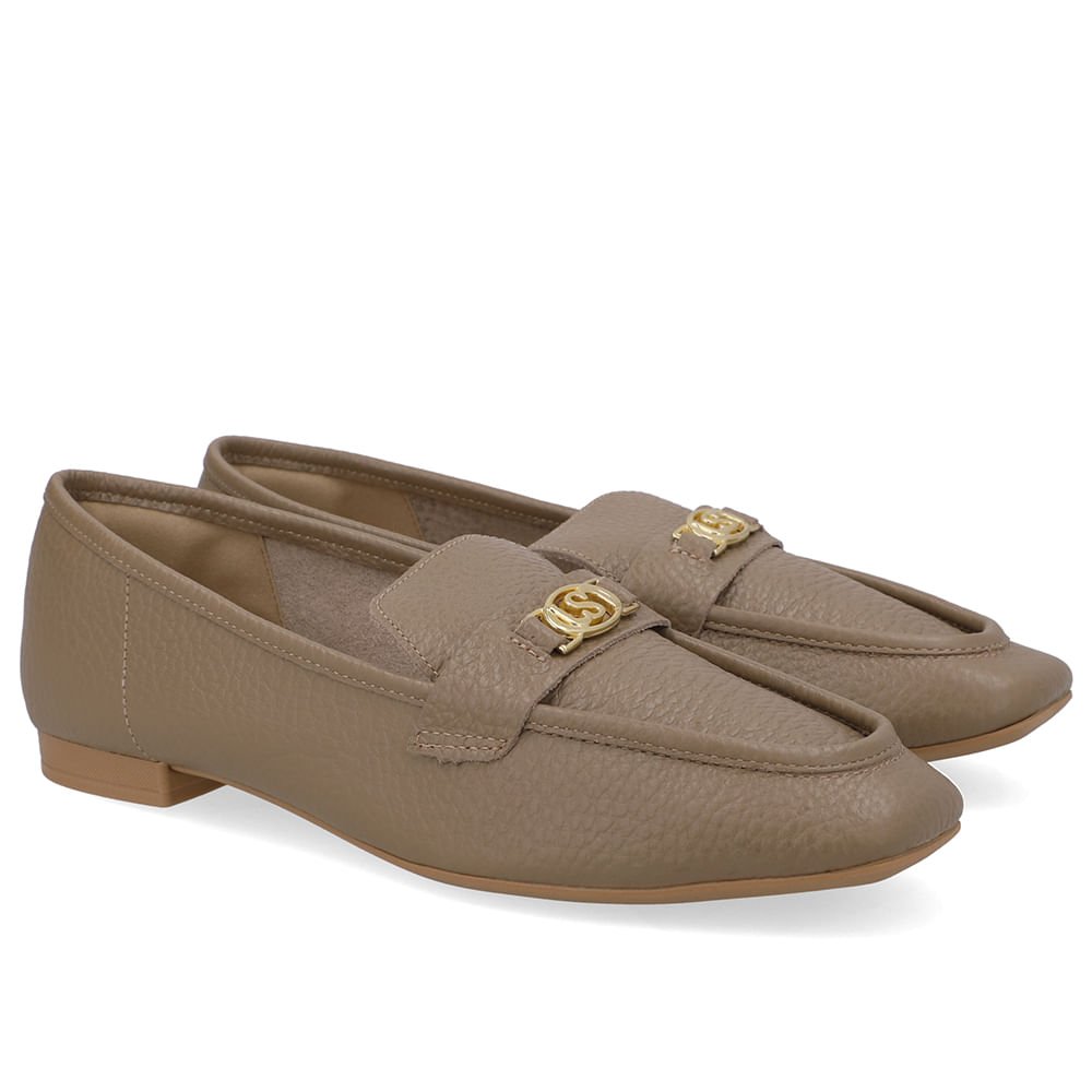 Loafer Couro Marrom Enfeite Monograma Marrom 2