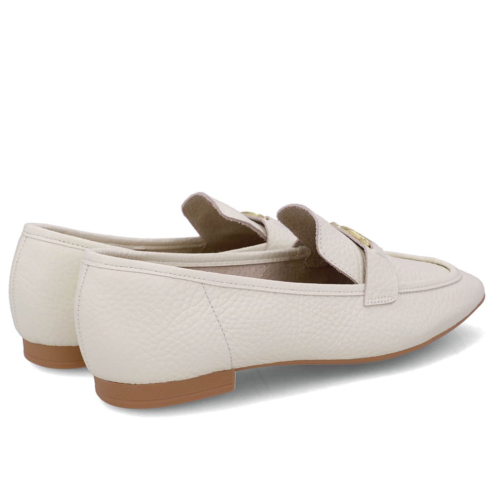 Loafer Couro Branco Marfim Enfeite Monograma Branco 3