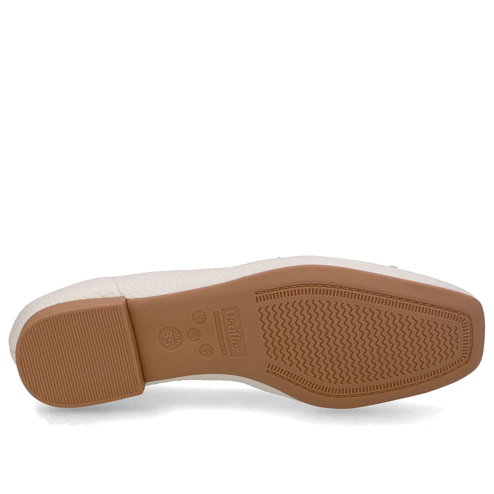 Loafer Couro Branco Marfim Enfeite Monograma Branco 5