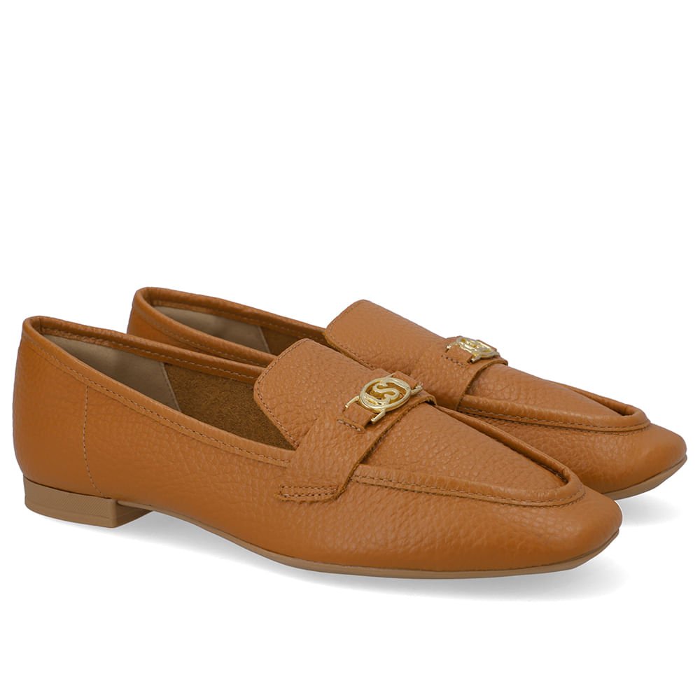 Loafer Couro Marrom Enfeite Monograma Marrom 2