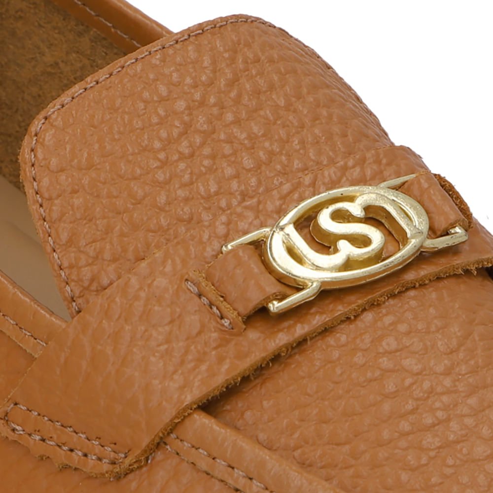 Loafer Couro Marrom Enfeite Monograma Marrom 4