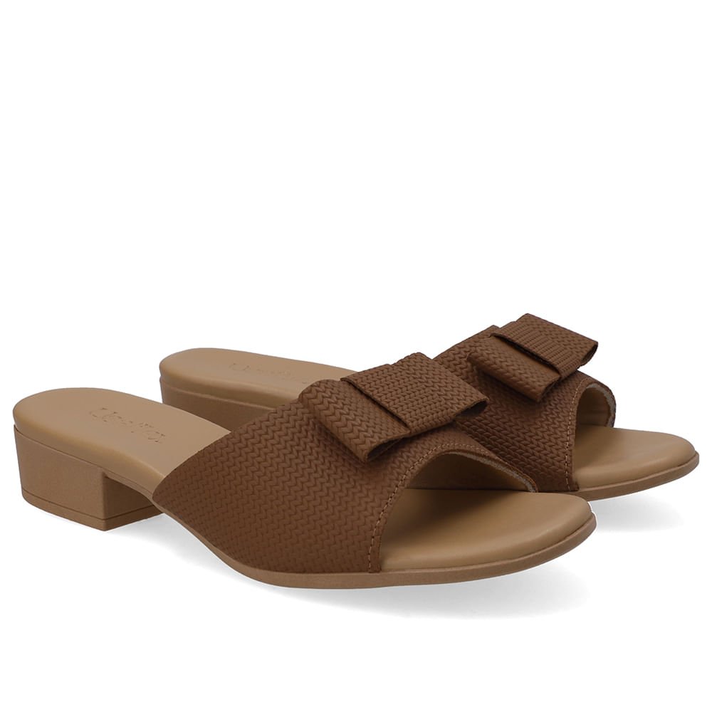 Tamanco Salto Bloco Couro Marrom