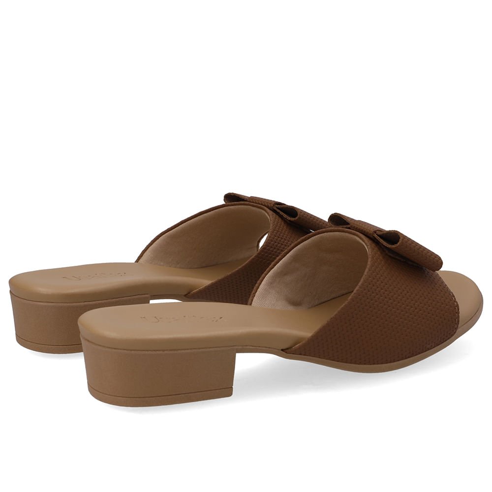 Tamanco Salto Bloco Couro Marrom Marrom 2