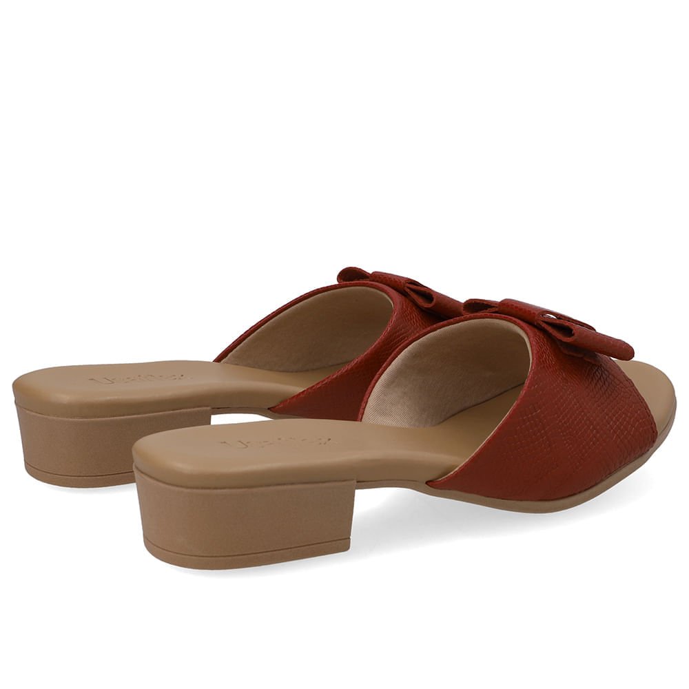 Tamanco Salto Bloco Couro Vermelho Rouge Marrom 3