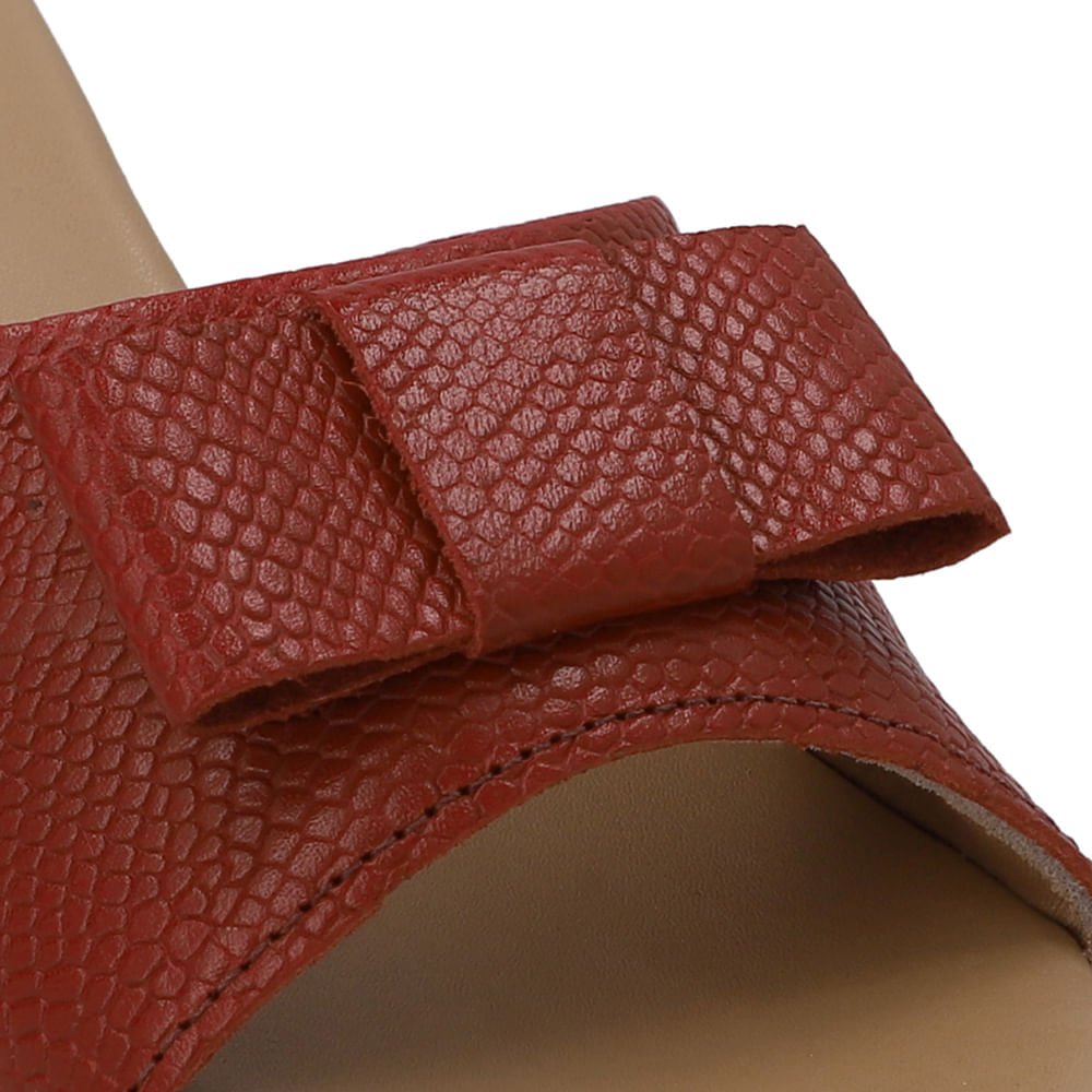 Tamanco Salto Bloco Couro Vermelho Rouge Marrom 4