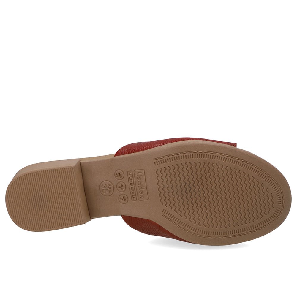 Tamanco Salto Bloco Couro Vermelho Rouge Marrom 5