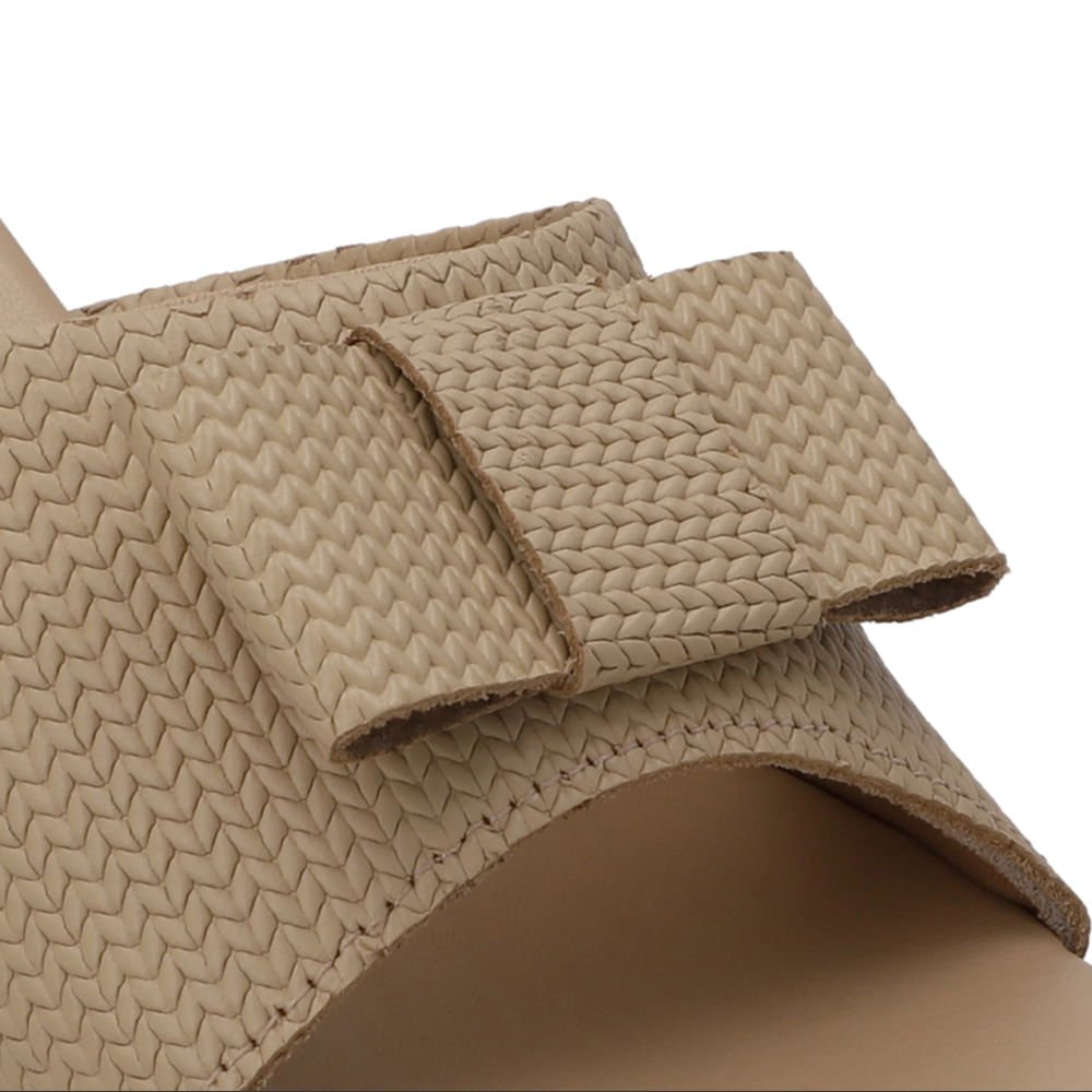 Tamanco Salto Bloco Couro Bege Bege 4