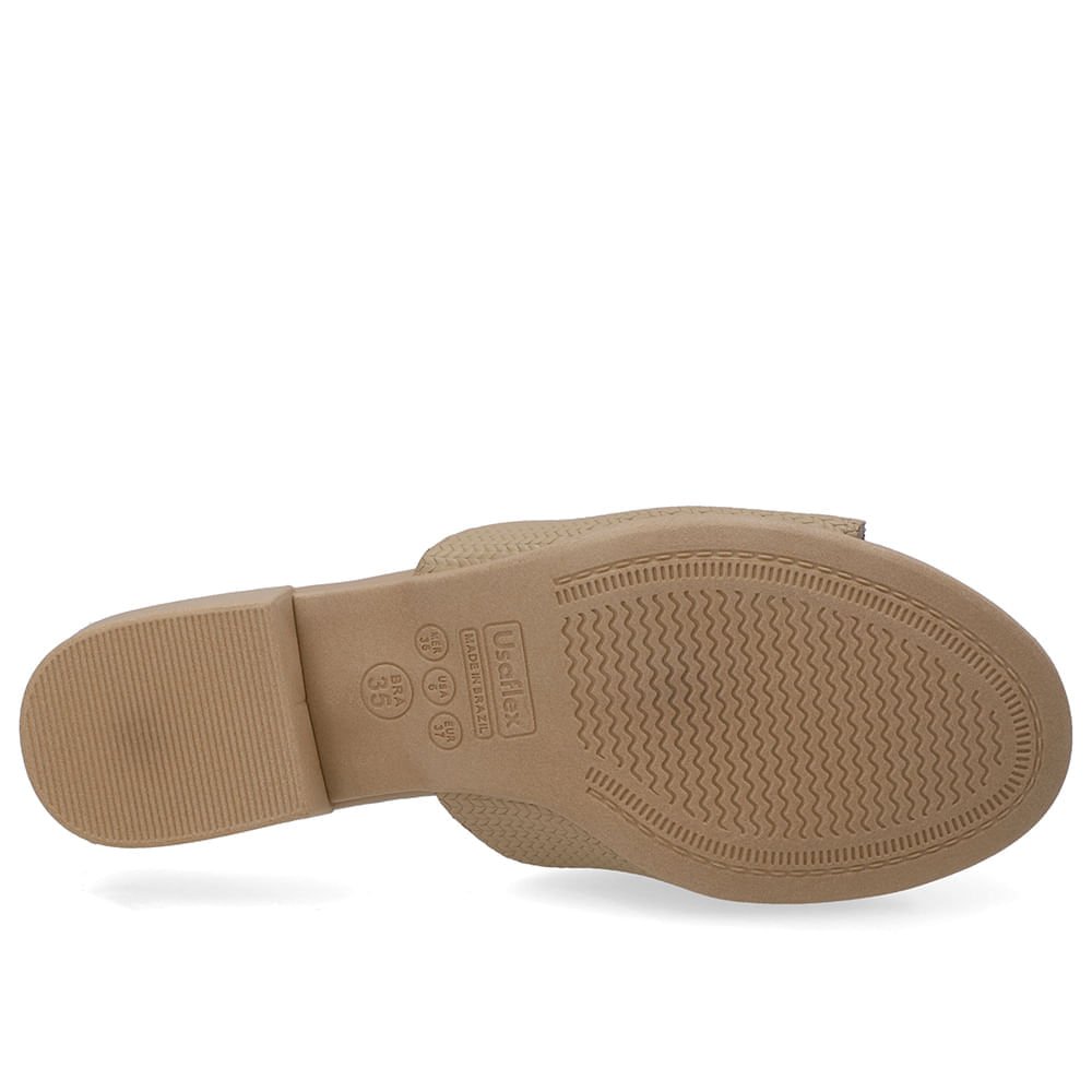 Tamanco Salto Bloco Couro Bege Bege 5