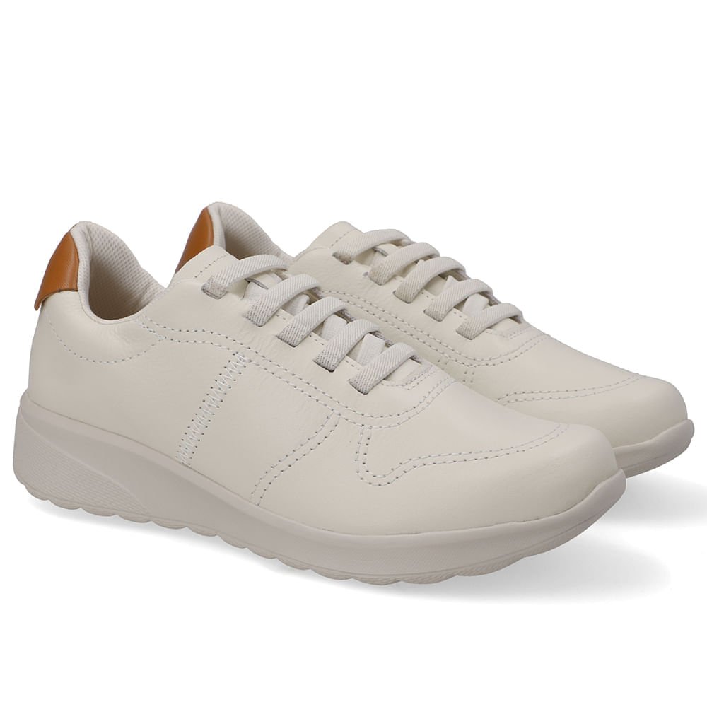 Tênis Couro Branco Marfim Costura Branco 2