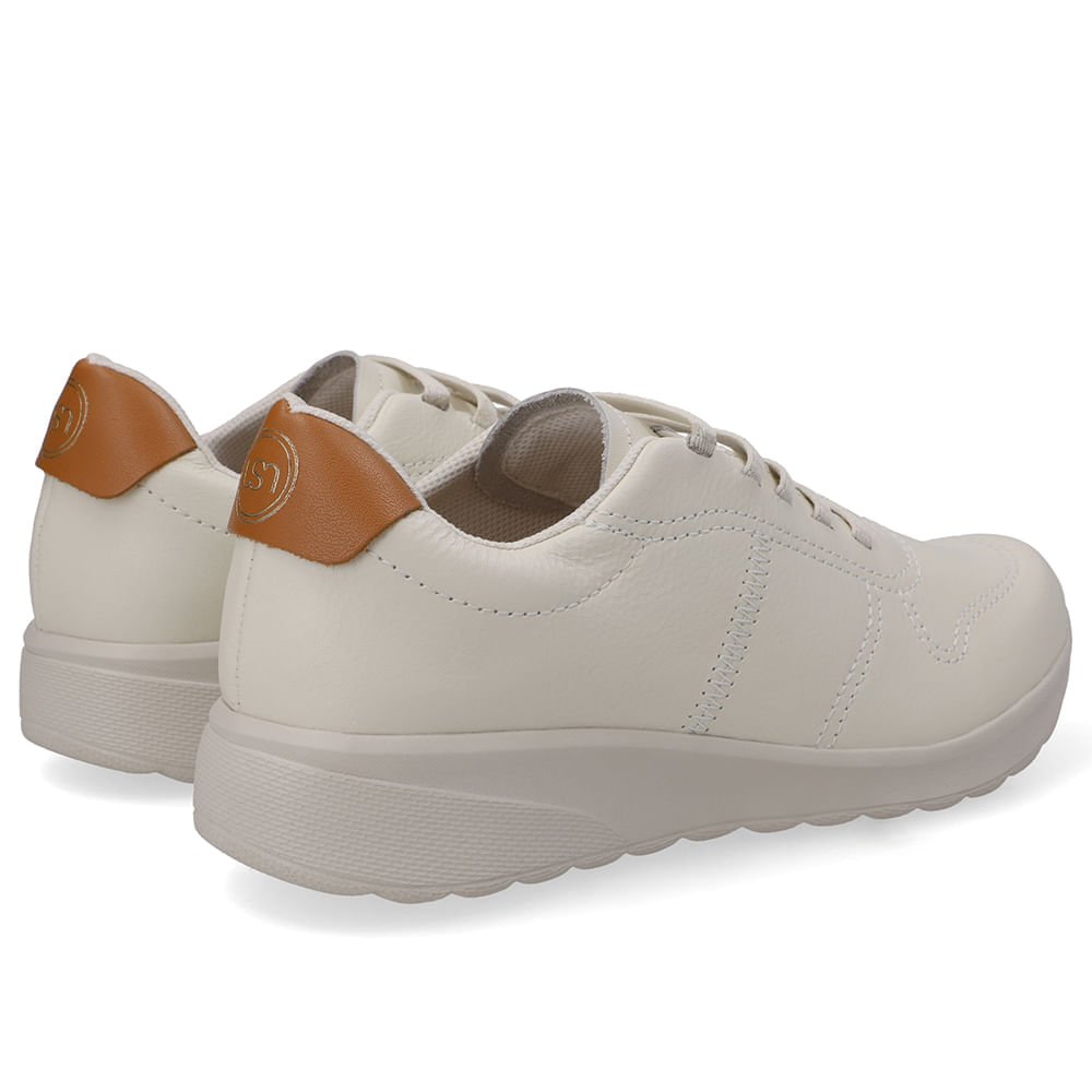 Tênis Couro Branco Marfim Costura Branco 3