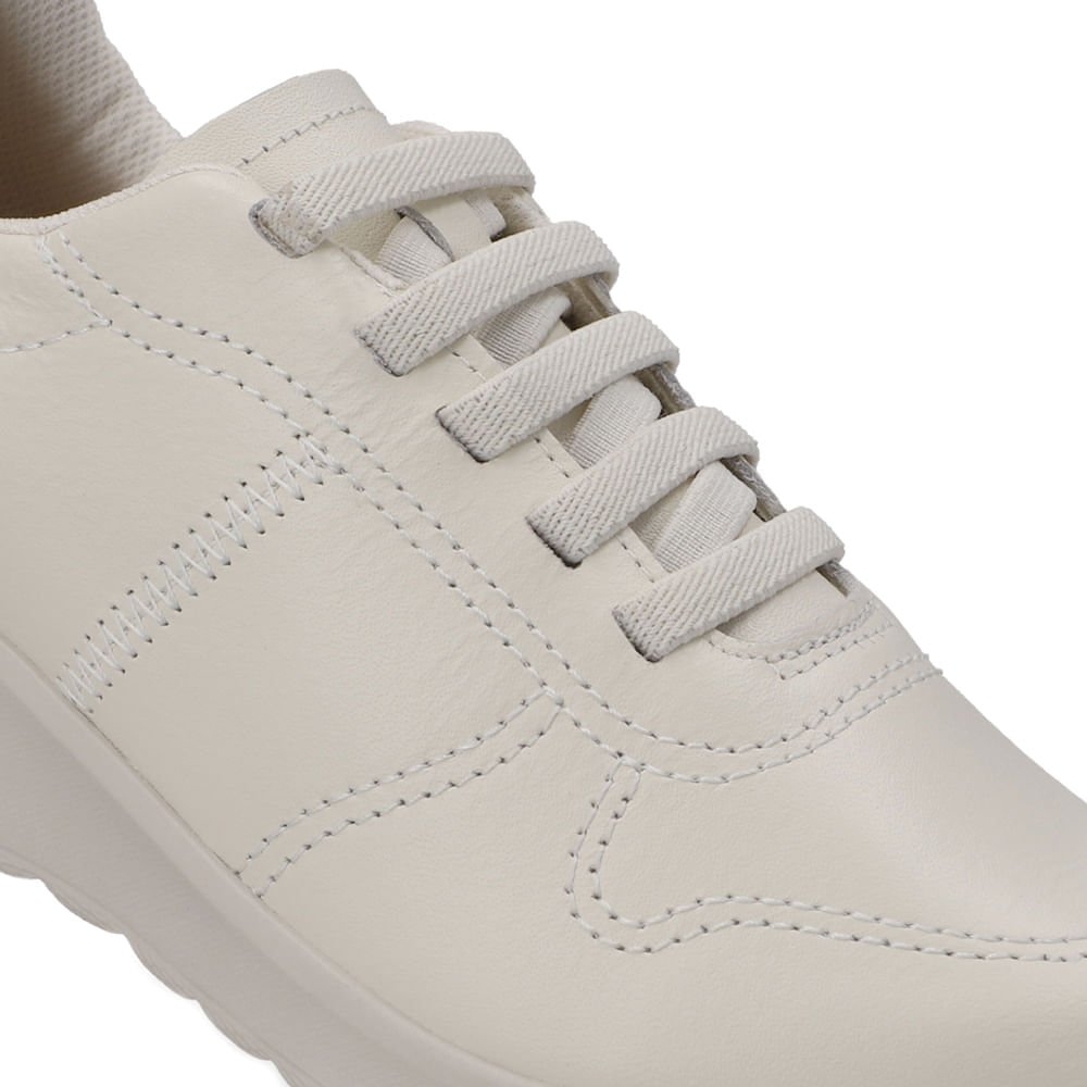 Tênis Couro Branco Marfim Costura Branco 4