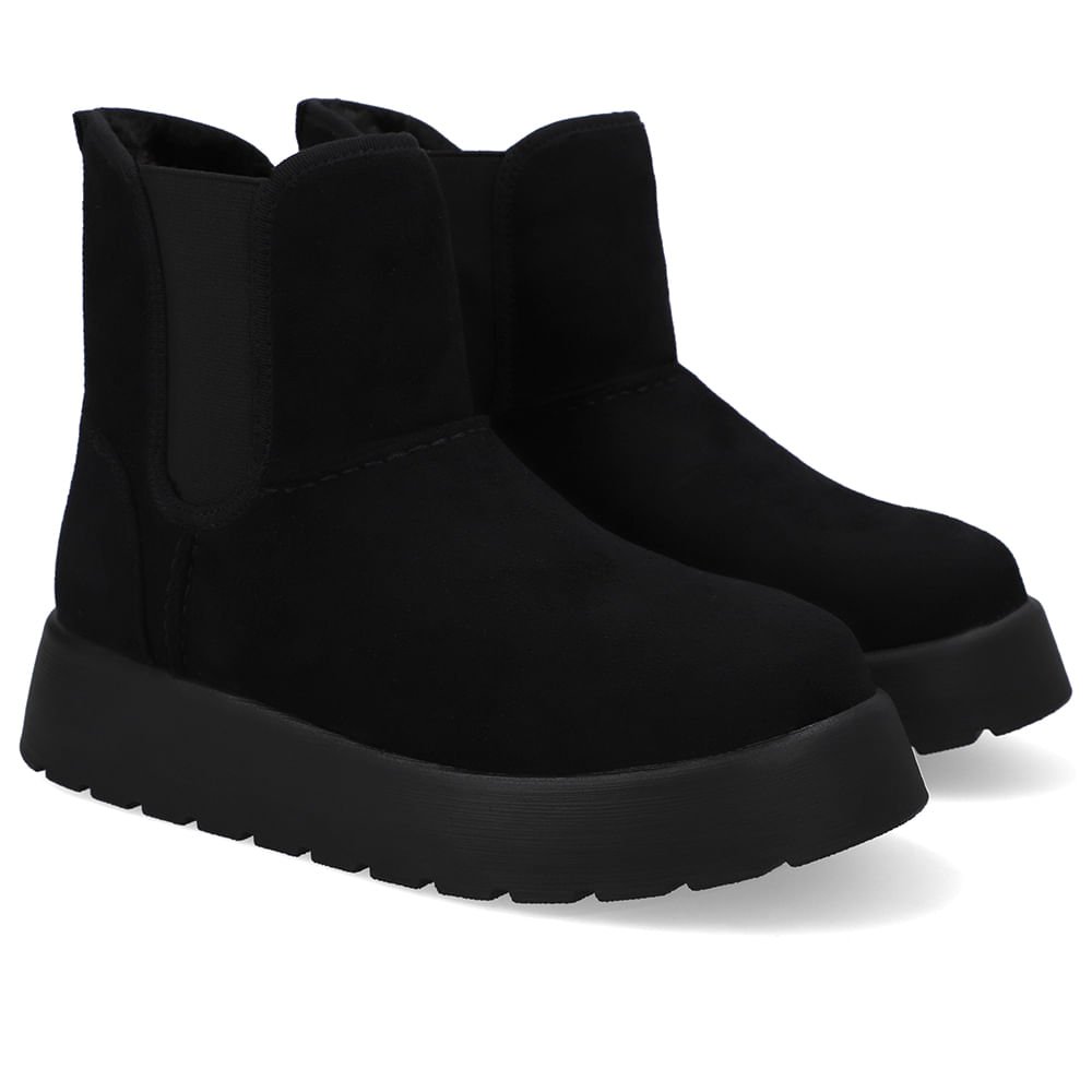 Bota Poofy Tecido Preta Forrada