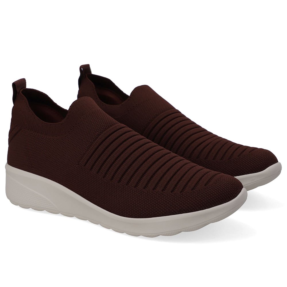 Tênis Slip On Tricot Vermelho Casual