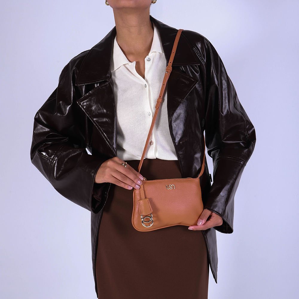 Bolsa Tiracolo Couro Marrom Charm Marrom 4