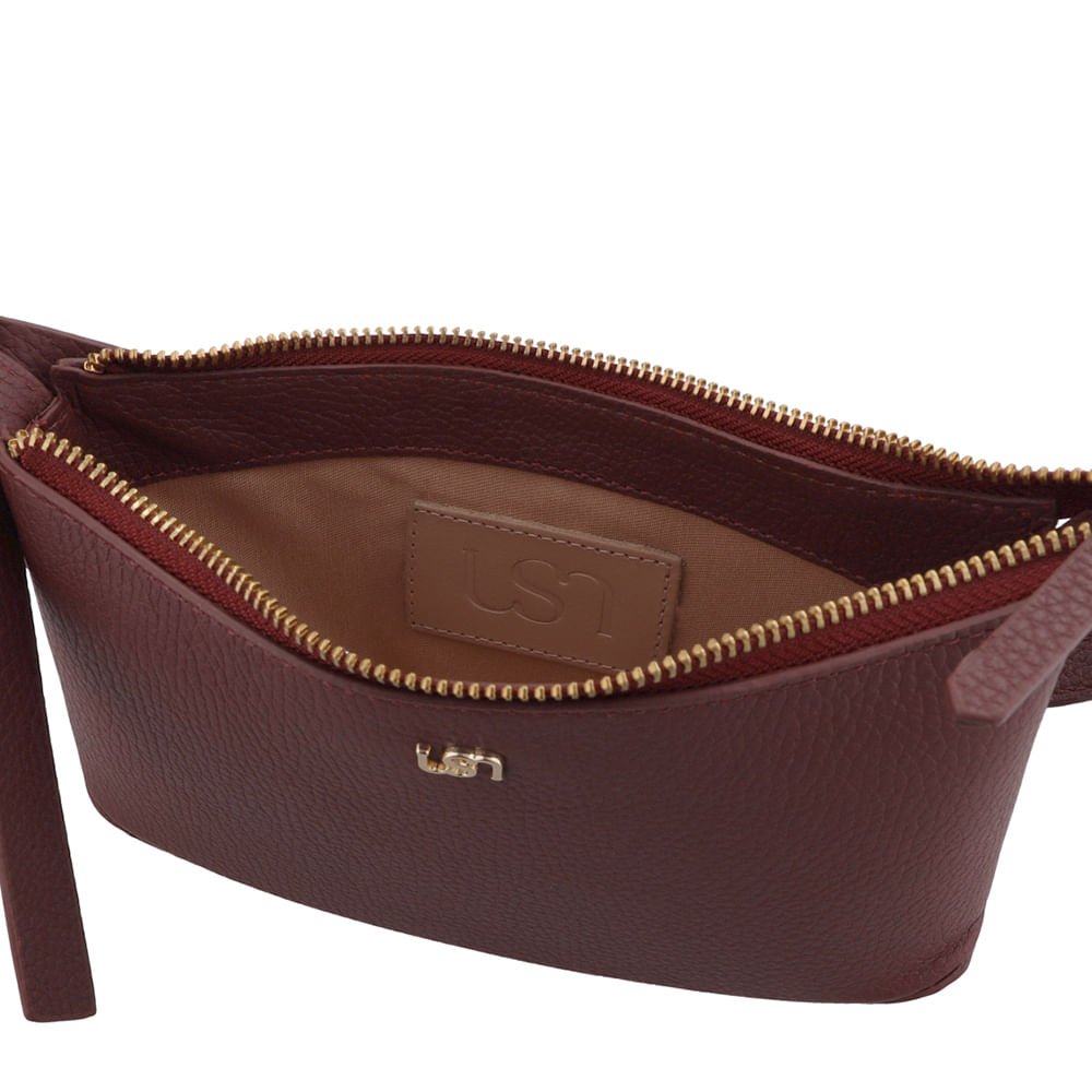 Bolsa Baguete Couro Vermelha Vinho 3