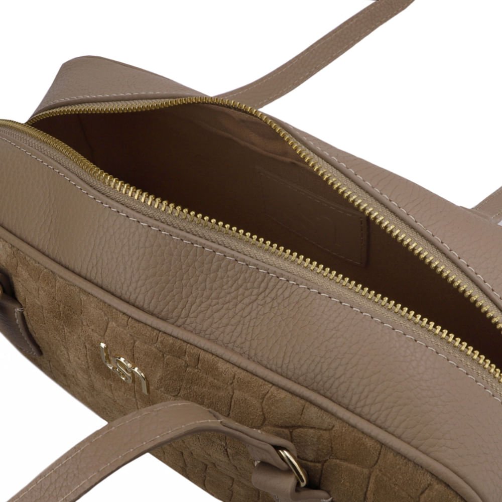 Bolsa Baguete Couro Croco Camurça Marrom Marrom 3