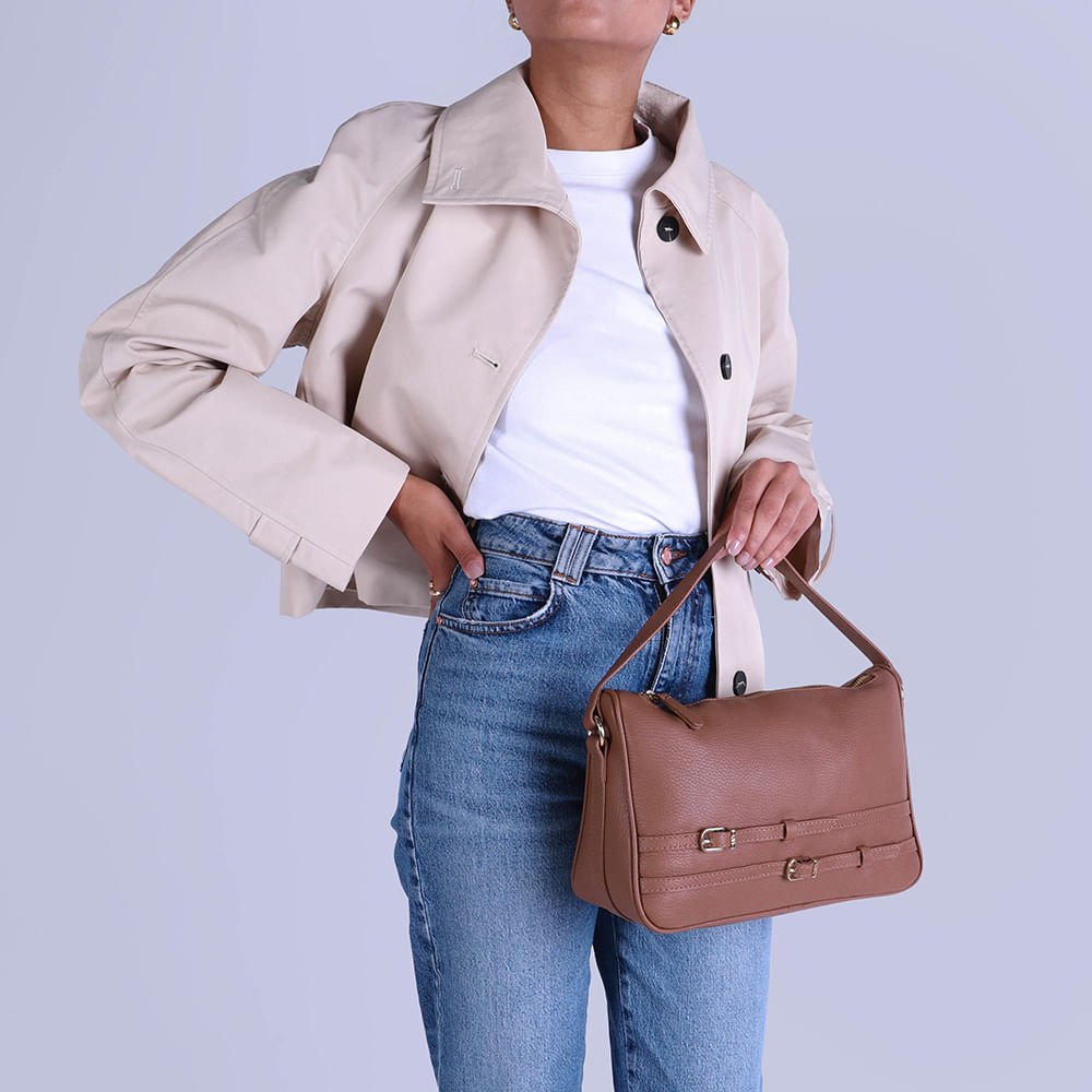 Bolsa Hobo Couro Marrom Tiras Marrom 4