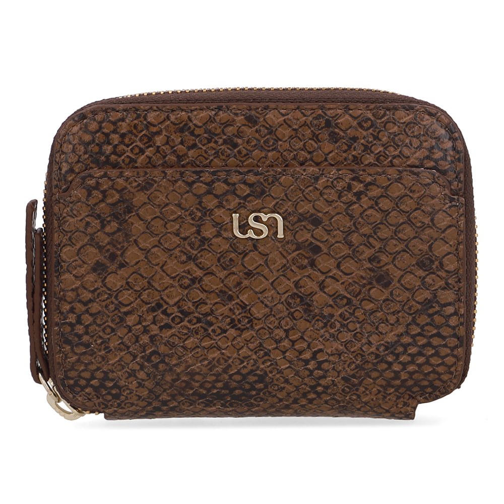 Carteira Couro Snake Marrom Bolso Frontal