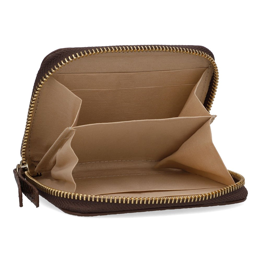 Carteira Couro Snake Marrom Bolso Frontal Marrom 3