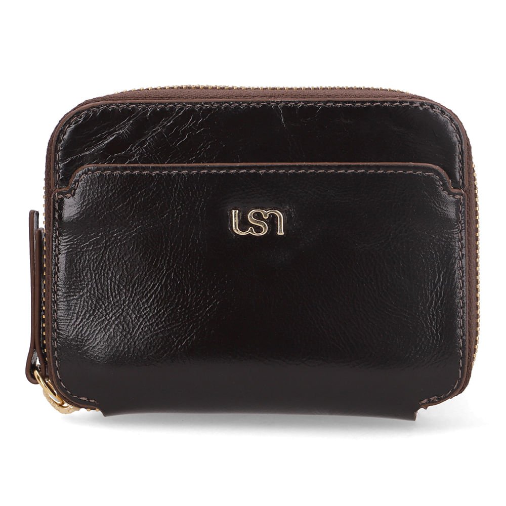 Carteira Couro Marrom Bolso Frontal