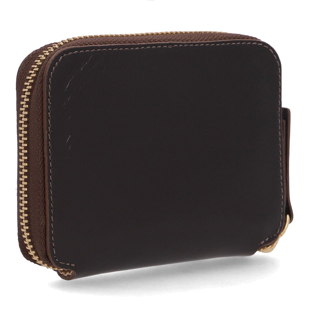 Carteira Couro Marrom Bolso Frontal Marrom 2