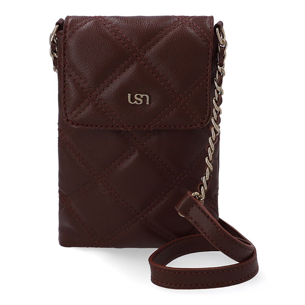 Bolsa Porta Celular Couro Vermelha Matelassê