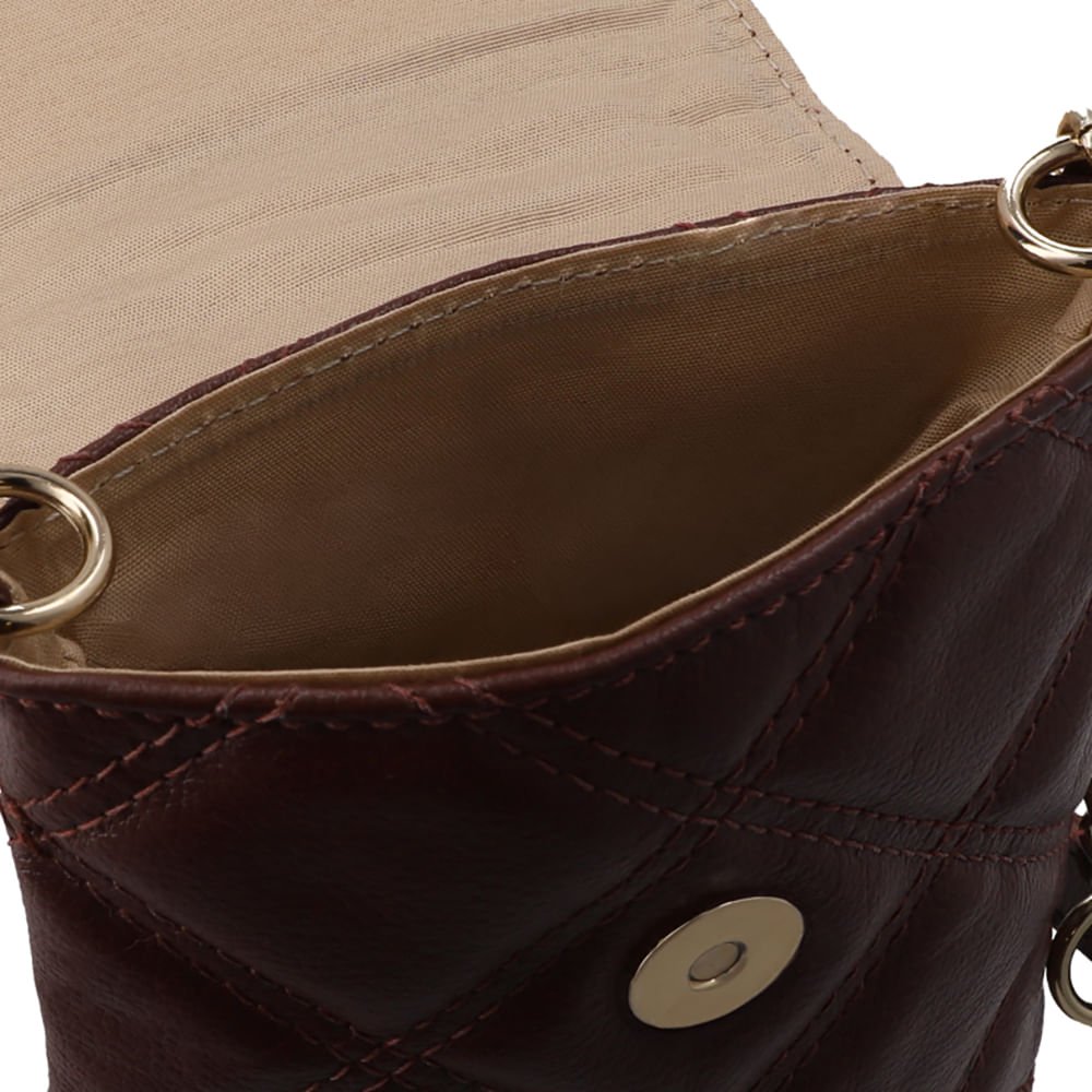 Bolsa Porta Celular Couro Vermelha Matelassê Marrom 3