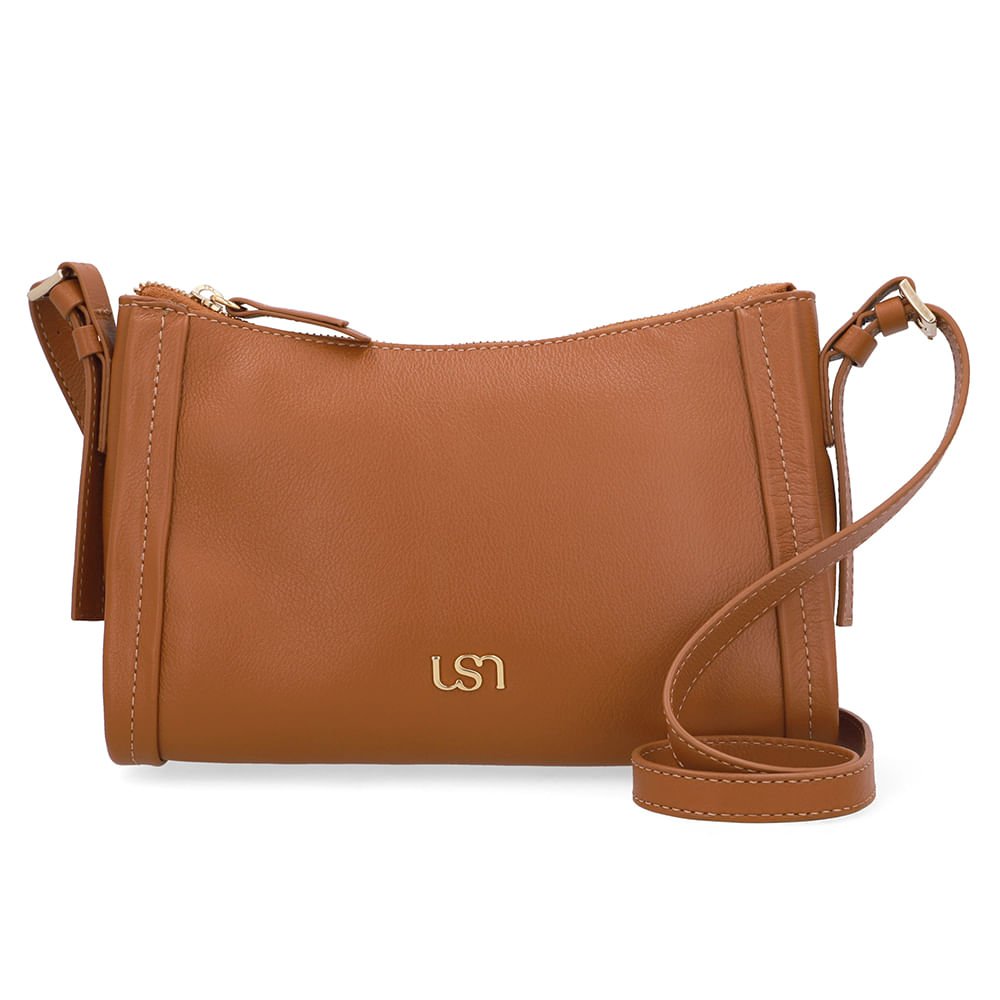Bolsa Tiracolo Couro Marrom Costura Lateral