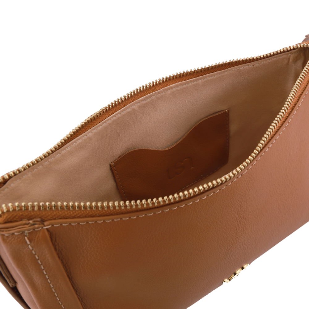 Bolsa Tiracolo Couro Marrom Costura Lateral Marrom 3