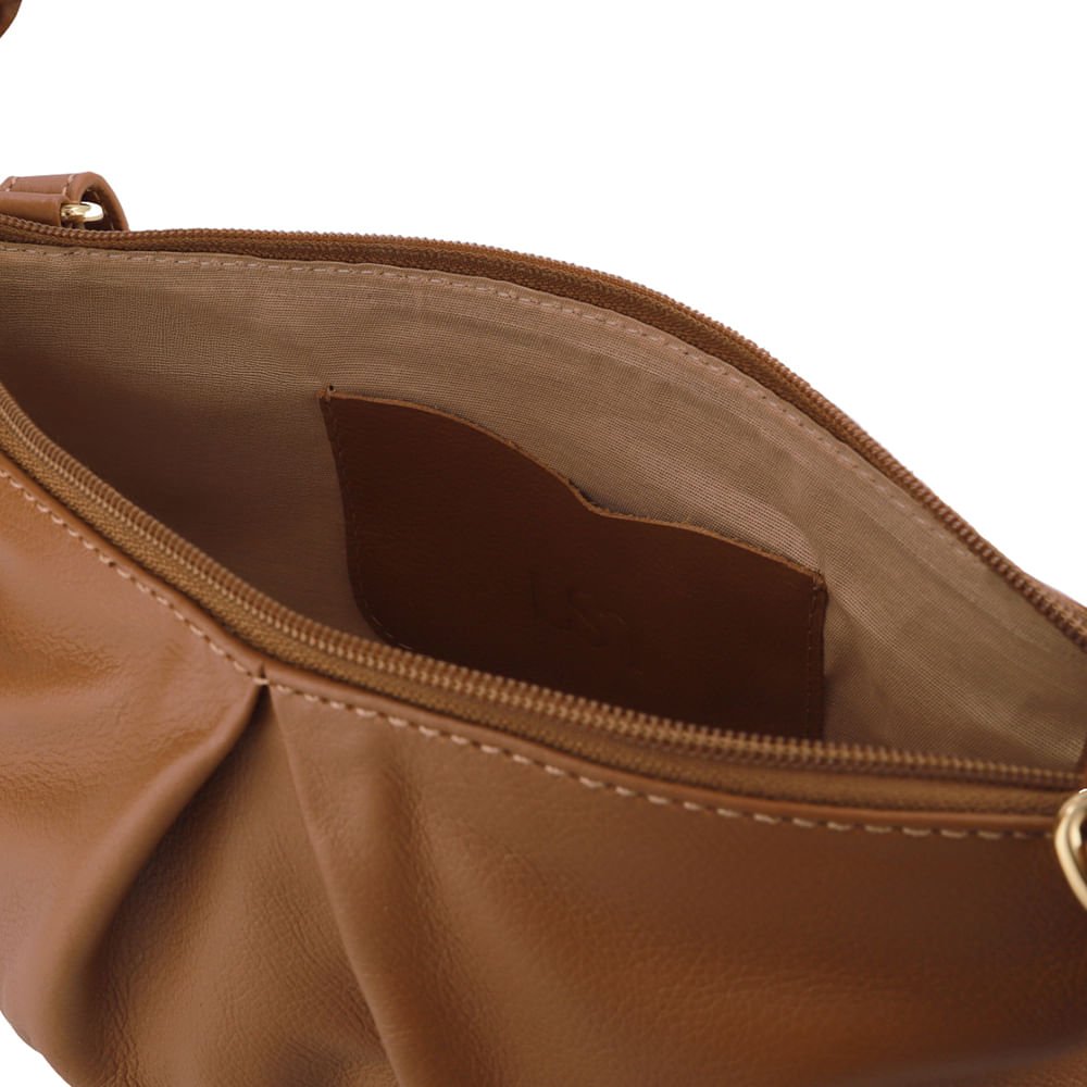 Bolsa Tiracolo Couro Marrom Canela Alça Trançada Marrom 3