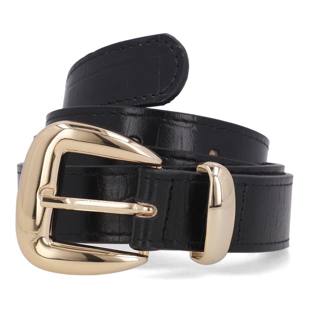 Cinto Couro Croco Preto