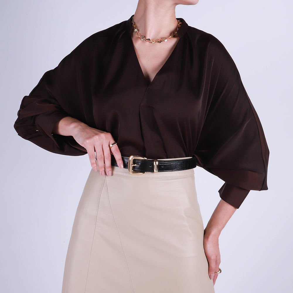 Cinto Couro Croco Preto Preto 5