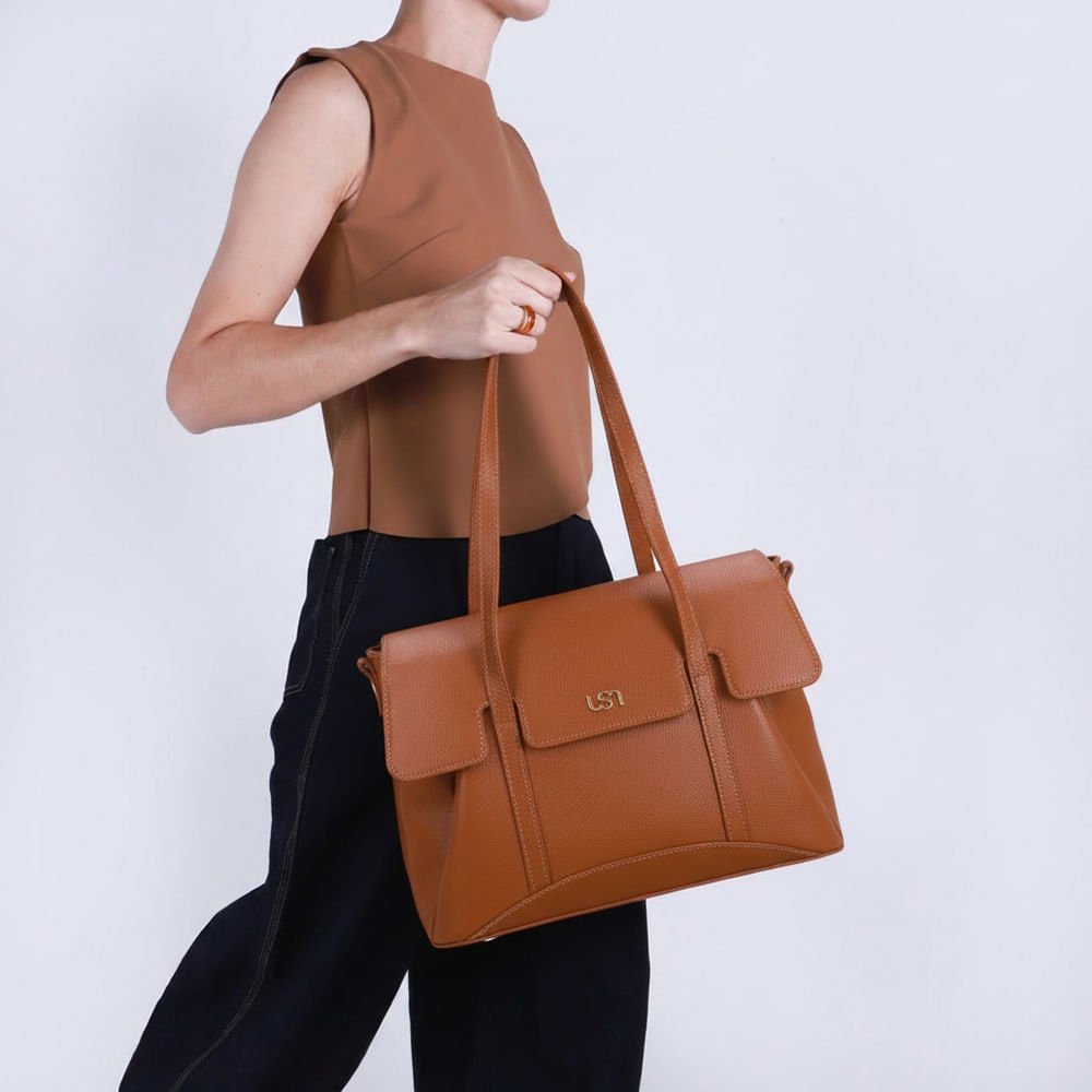 Bolsa Shopper Couro Marrom Marrom 5