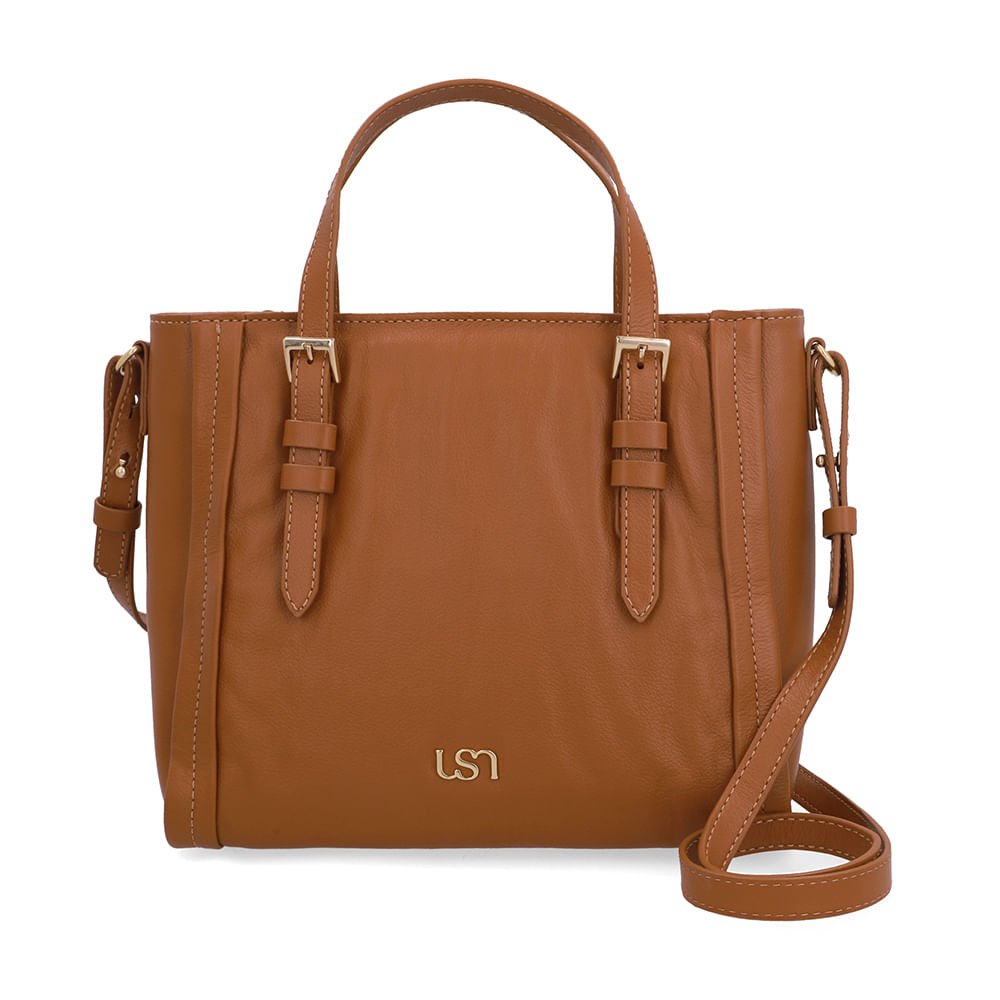 Bolsa Tote Couro Marrom Detalhe Fivela