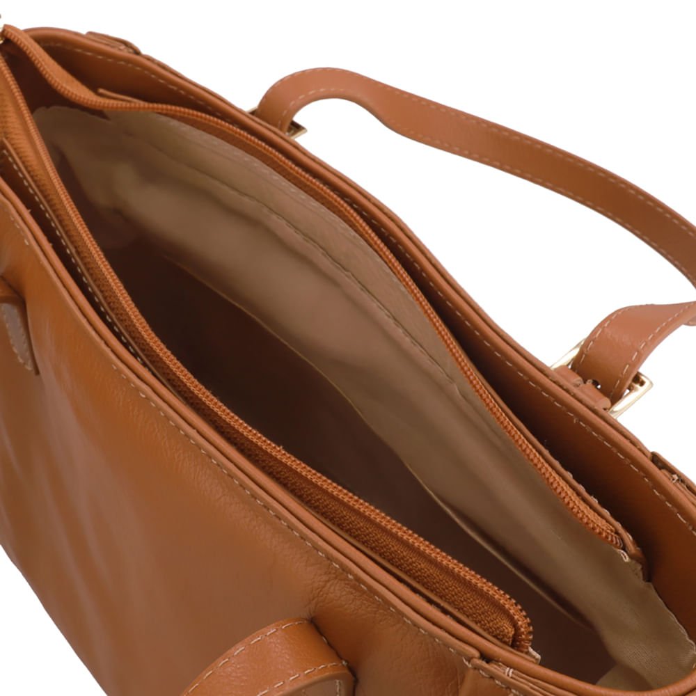 Bolsa Tote Couro Marrom Detalhe Fivela Marrom 4