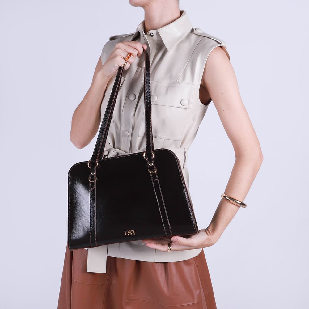 Bolsa Shopper Couro Marrom Pinhão Pinhão 4