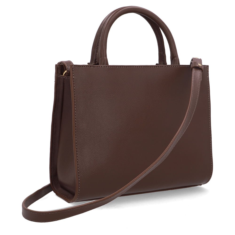 Bolsa Tote Couro Marrom Matelassê Corrente Marrom 2