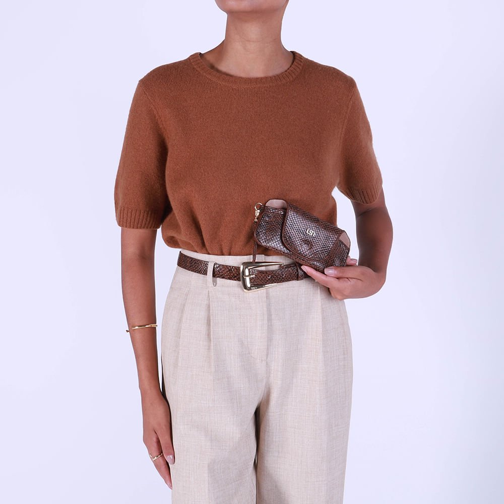 Porta Óculos Couro Snake Marrom Marrom 5