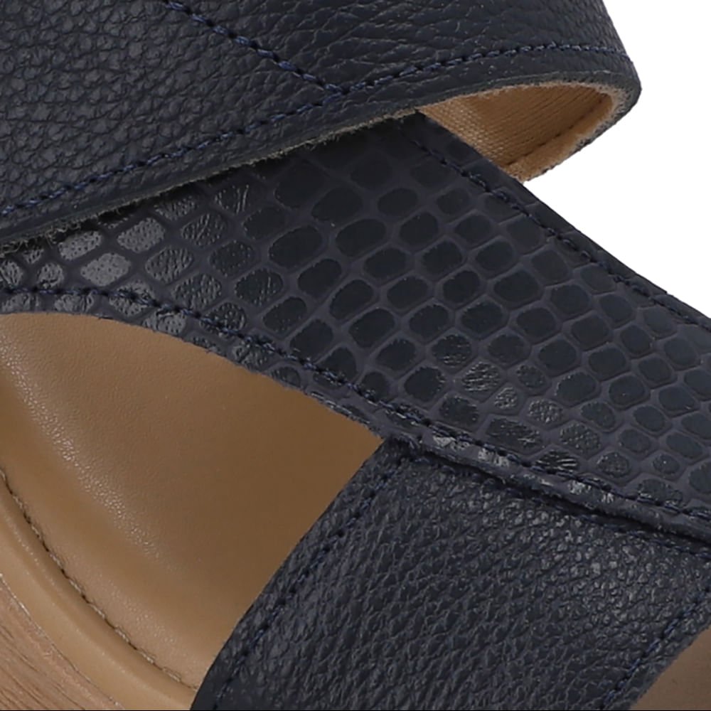 Tamanco Anabela Couro Azul Ajuste Fecho-Flex Azul 4