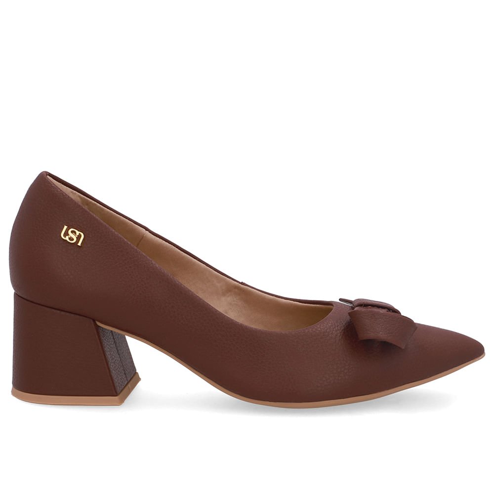 Scarpin Vermelho Bico Fino Couro Laço